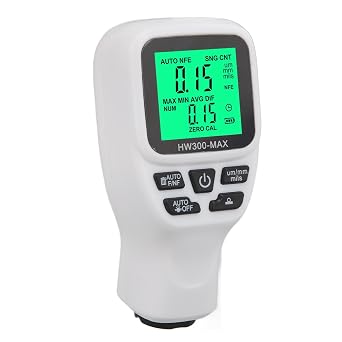 Paint Thickness Gauge, 6 Film Cordless Coating Thickness Meter for Automobile 02000um White