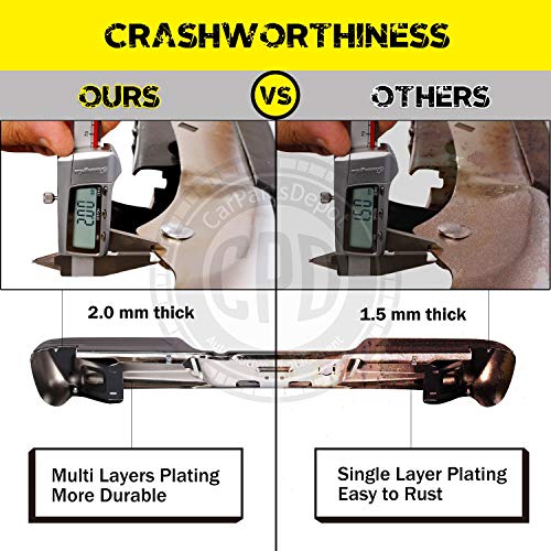 Carpartsdepot Rear Step Bumper Chrome Bar Pickup License Lamp Replacement Black Step Pad Dodge Ram 1500 2500 3500 Pickup Truck Ch1103111 #TOP2