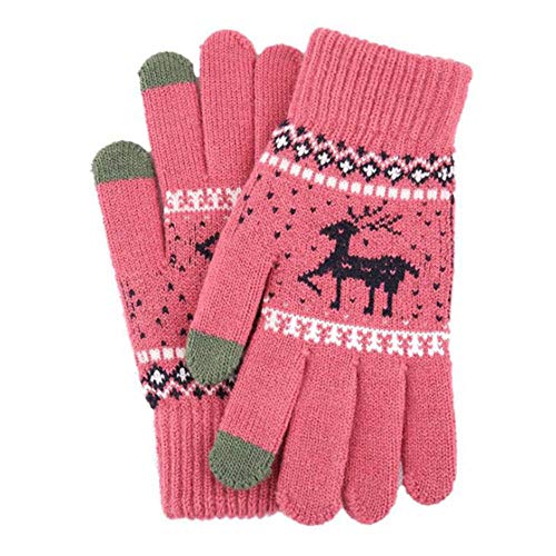 Preisvergleich Produktbild Pik Mode Strickhandschuhe Frauen Männer Dicke Warme Winter Vollfingerhandschuhe Weibliche Stretch Häkeln Wolle Bildschirm, I07 Rose Rot, One Size
