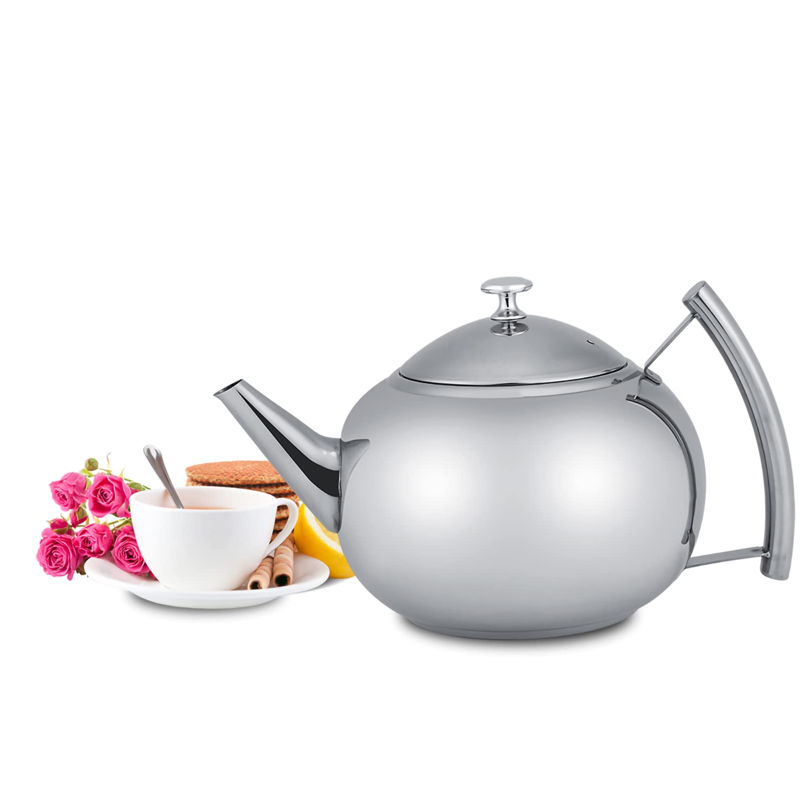 2L Teapot Coffee Tea Kettle, Stainless Steel Teapot Coffee Tea Pot Kettle with Removable Infuser Filter
