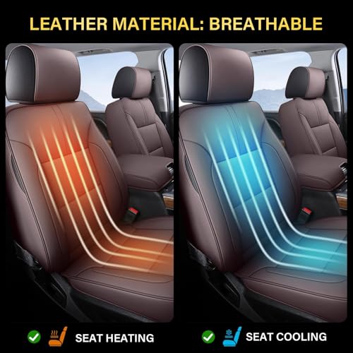 Image of Coverado Silverado Seat Covers Full Set, Faux Leather Car Seat Covers Fit for Chevy Silverado GMC Sierra 2007-2013 & 2019-2026 1500, 2020-2026 2500HD 3500HD Crew Double Extended Cab(Brown)