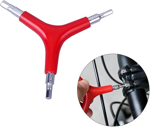 Miniatura 3 de Uonlytech Juego de llaves de vaso de mango en Y de 3 vías Herramienta de reparación de bicicletas, Llave de trigémino 0.157 in 0.197 in 0.236 in y