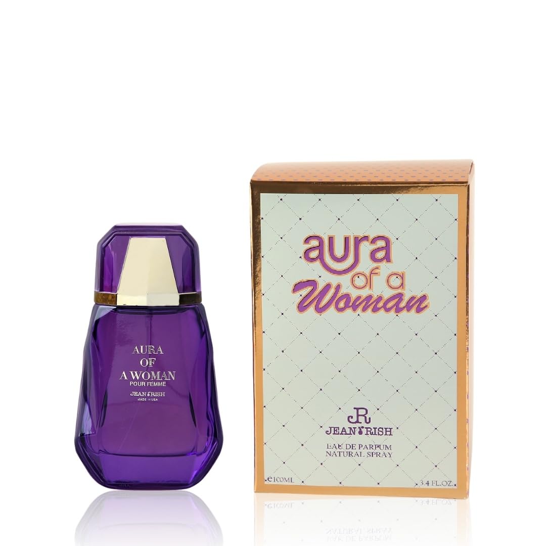 Jean Rish Aura of a Woman, Eau De Parfum for Women (3.4 Fl Oz / 100ml) with Jasmine-Amber-Wood- Long Lasting and Luxury Fragrance