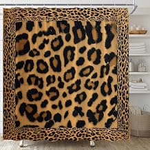 Leopard Print Shower Curtain Cheetah Print Wild Safari Powerful Animal Skin Creative Modern Fabric Bathroom Decor Set with Hooks,70" WX70 H