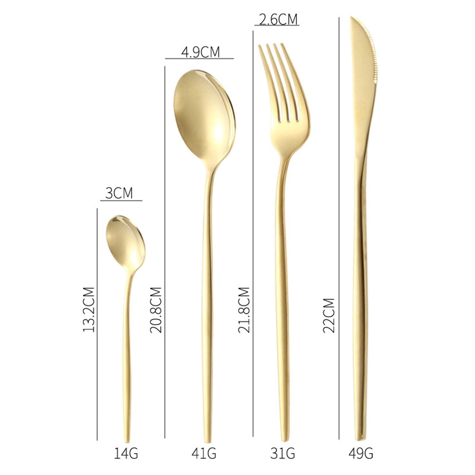 4 Teilig Edelstahl Besteckset Set, Besteck Set 6 Personen mit Messer Gabel Löffel, Modernes Besteckset,Spülmaschinenfest Poliert & Rostfrei für Home/Restaurant (Color : Silver)