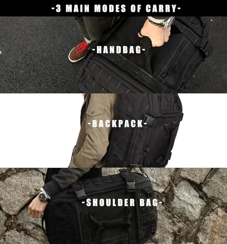 Miramrax Sporttasche, Rucksack – Reise-Wochenendtasche für Männer und Frauen, Workout-Tasche für Militär, Sport, Übernachtung, Basketball, taktisch, Fußball, wasserdicht und reißfest, Schwarz, 45l,