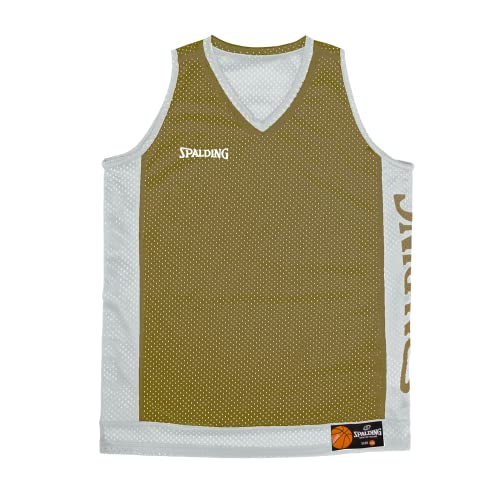 Spalding - Camiseta de Tirantes Reversible - Camiseta de Baloncesto - Caqui/Gris Plateado - Talla M - Ropa Deportiva - Baloncesto