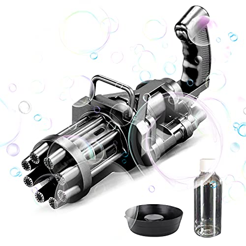 Gatling bubble gun 2021 cool toy gun, 8-hole bubble blowing machine, automatic professional bubble machine, electric bubble machine, party bubble machine, children's bubble toy machine gun (black)