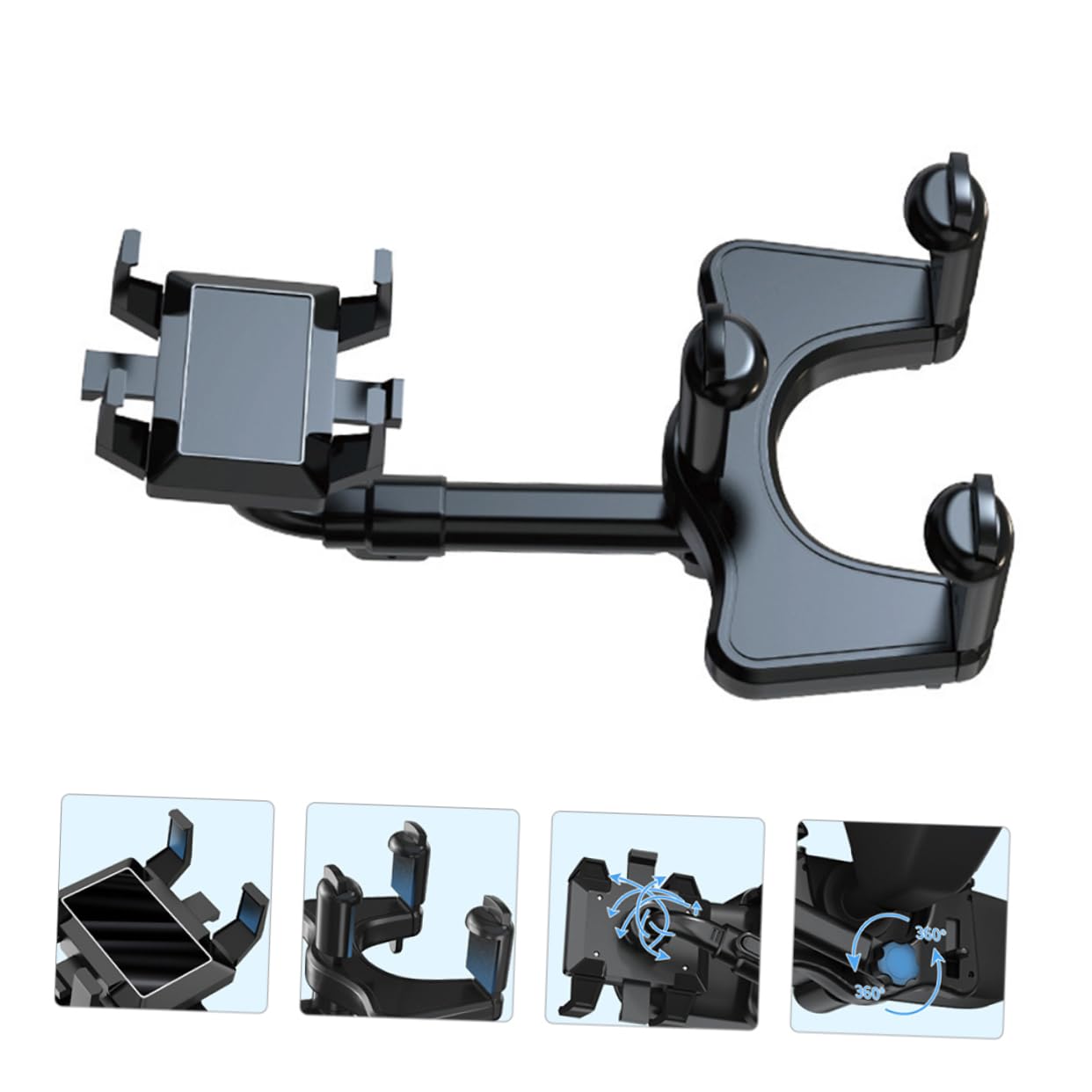 Supporto Cellulare da Auto Clip Multiangolare in Abs e Colla Pu per Navigazione e Guida Sicura su Veicoli Nero