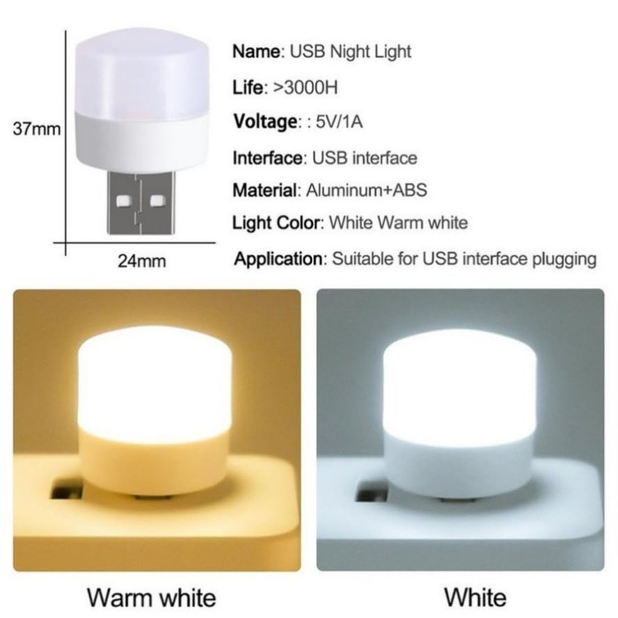 Livre USB lampe led chaude lot de 5 avec charge d'énergie mobile veilleuse nomade