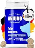 ANIUVO® Relaxtabletten [90 Stück] Natürliches Beruhigungsmittel für Hunde mit Baldrian, Hanfpulver, Taigawurzel & Magnesiumgluconat - Hunde Beruhigungsmittel gegen Stress & Angst - Made in Germany