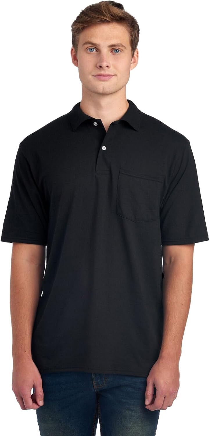 Jerzees Men's Pocket Short Sleeve Polo Shirts, Dri-Power, Sizes S-5X