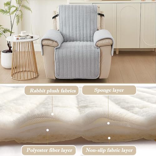 Funda para silla reclinable antideslizante lavable con correas gris 5