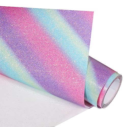 VINYL FROG Glitter HTV Vinyl 10' x5ft Heat Transfer Vinyl Roll Rainbow...