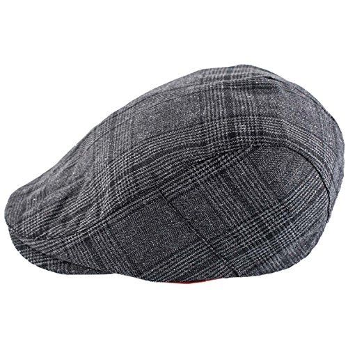 Image of The Tie Hub Wool Flat Cap for Men & Women | Adjustable Vintage Newsboy Gatsby Hat for Casual, Travel, Outdoor | Free Size Herringbone Ivy Style Cap