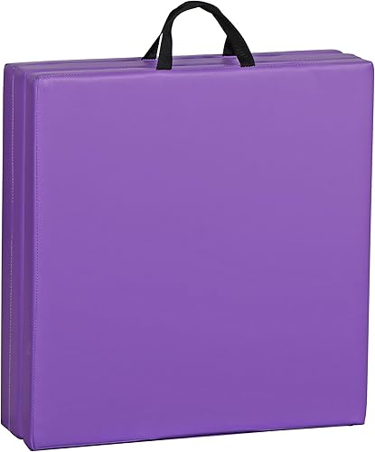 Miniatura 2 de ZENY Alfombrilla de gimnasia plegable de tres pliegues de 2 pulgadas de grosor, extra gruesa, con asas de transporte para entrenamiento en casa,