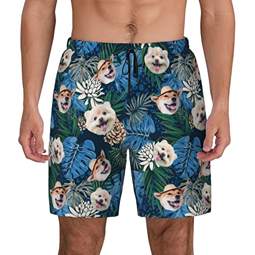 Custom Hawaiian Swim Trunks with Face Personalized Photo Men Shorts Customized Novelty Summer Board Short