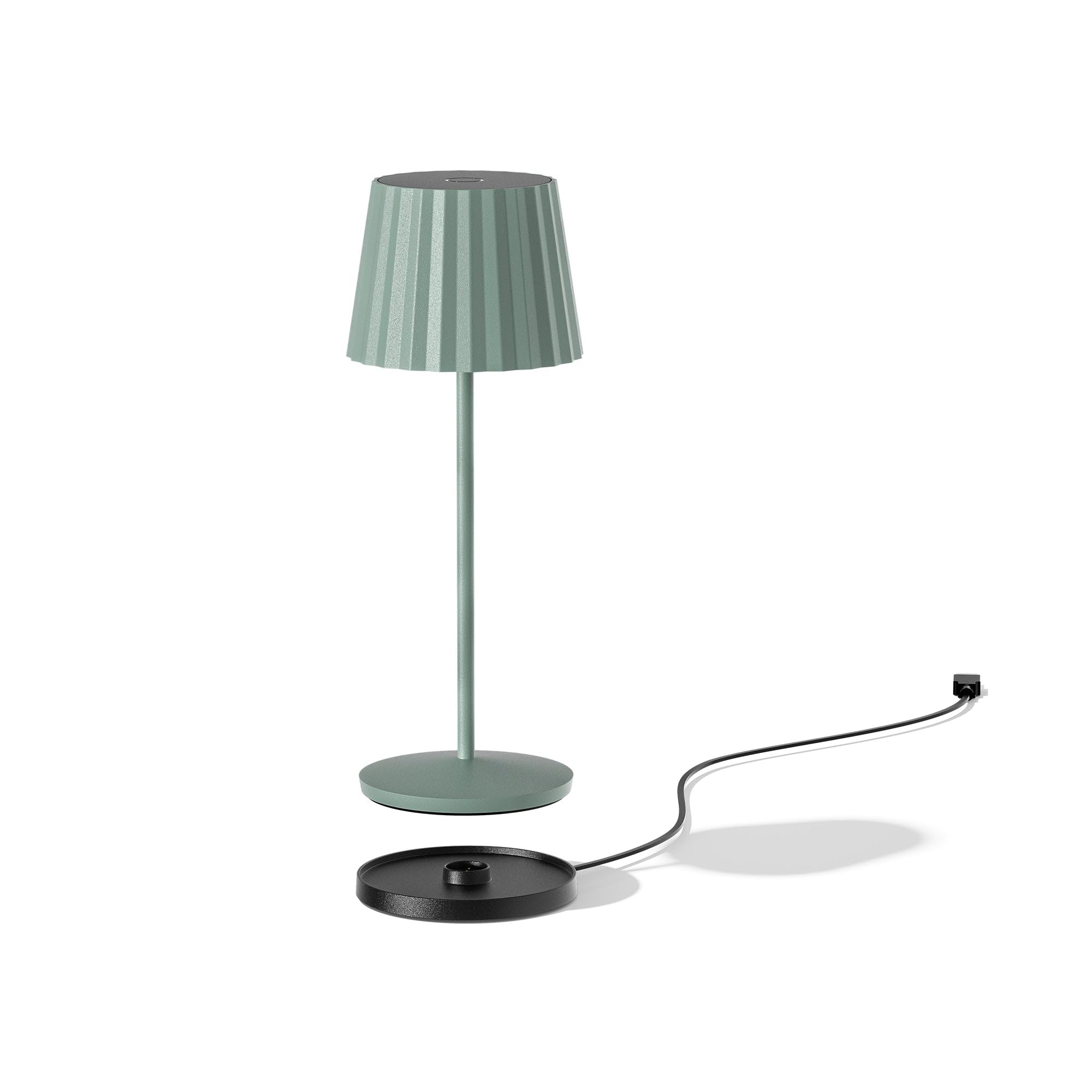 Lumisky Tischleuchte, kabellos, Aluminium, Grün, LED, ABBY Olive, weiß, dimmbar, Höhe 29 cm