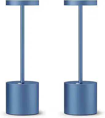 SAKRINGT 2 Pack Cordless Table Lamp Rechargeable,5000mAh Battery Powered Table Light, Dimming Portable LED Desk Lamp for Restaurant/Outdoor(Blue)