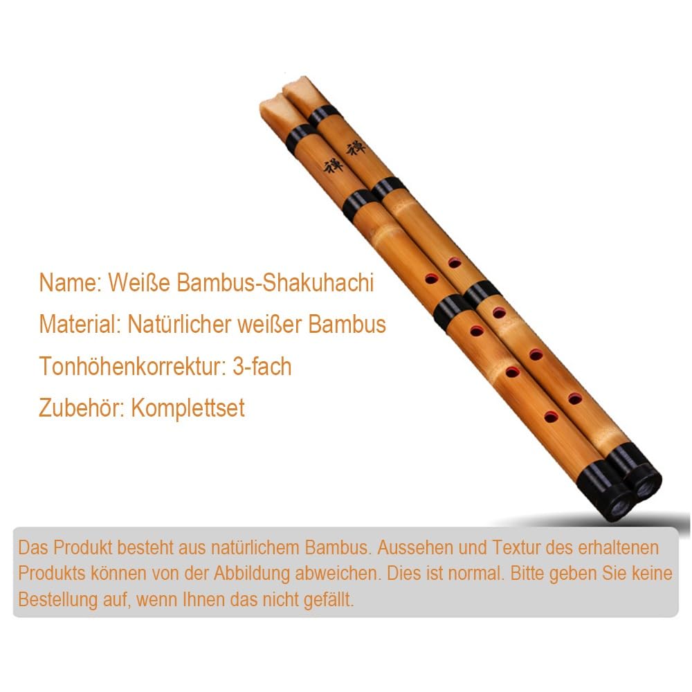 2 Stück Anfängerlochflöte, japanische Shakuhachi-Piccoloflöte aus natürlichem Bambus, alte Kunst, Musikinstrumente for Männer und Frauen