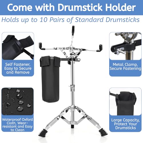 image for Youeon Snare Drum Stand with Drum Sticks Holder, Double Braced Tripod 