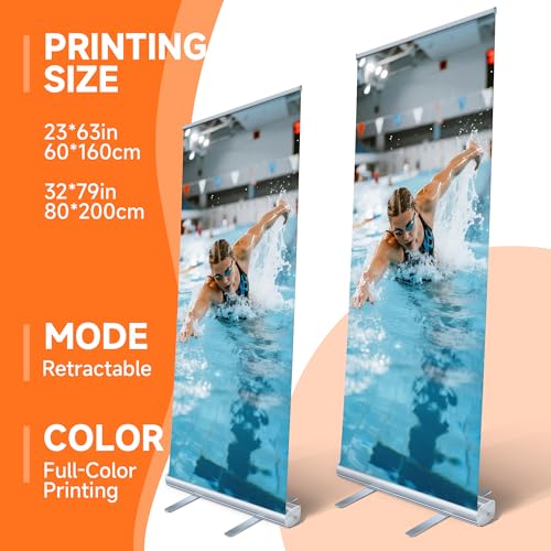 METAPRINT Custom Retractable Banner Stand 33\"x81\" – Personalized Roll Up Display with Carry Bag, Adjustable Height, Portable Stand for Trade Shows, Events, Business Promotions