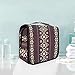 Makeup Cosmetic Bag Vintage Stripe Eastern Style Floral Golden Decor Portable Storage Travel Toiletry Bag