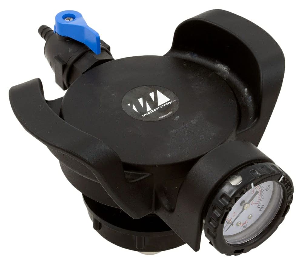 WaterwayPlastics 550-6730 Swimming Pool Filter Pressure Relief Valve Assembly with Gauge, Replacement for 550-4230