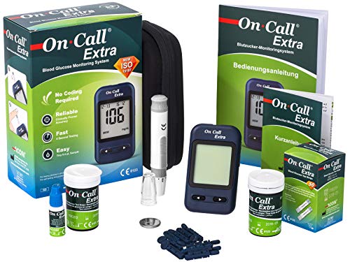 On Call Extra Blood Glucose Meter Starter Kit (incl. 10 Test Strips, 10 Lancets, 1 Lancet Device, 1 Control Solution) (MMOL/L)