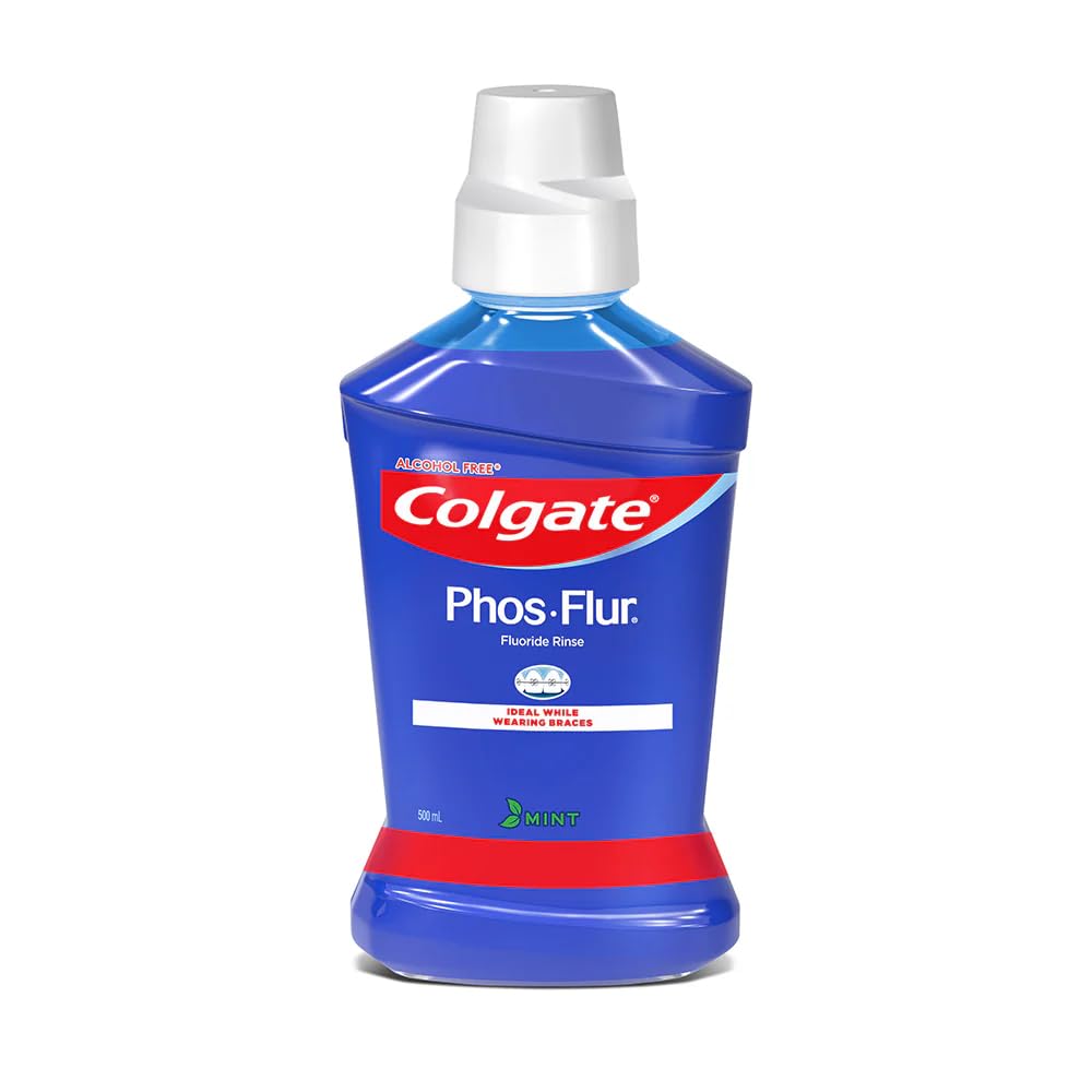 Colgate Phos-Flur Fluoride Mouth Rinse, Mint Flavour, 500ml, Alcohol-Free, Ideal for Braces (3)-picture-8