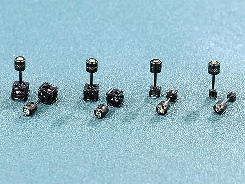 4 Pairs Titanium Hypoallergenic Earrings for Sensitive Ears,Rainbow 5A Cubic Zirconia Screw Back Stud Earrings for Women Men Surgical Stainless Steel Double Side Earrings Piercing Sleeper Studs Jewelry4
