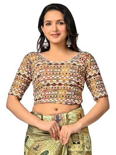Image of Colorful Street Cotton Stretchable Round Neck Printed Blouse