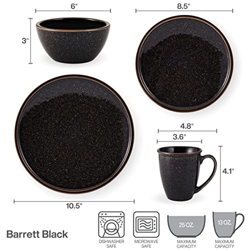 Mikasa Barrett 16 Piece Dinnerware Set, Service For 4, Black #TOP2