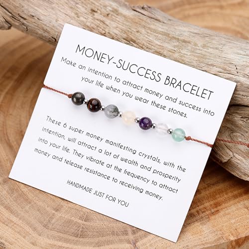 Ronglry Crystal Bracelet for Women Men - Spiritual Healing Stones Amethyst Gem Bracelet for Anxiety Relief - Natural Beads Jewelry2