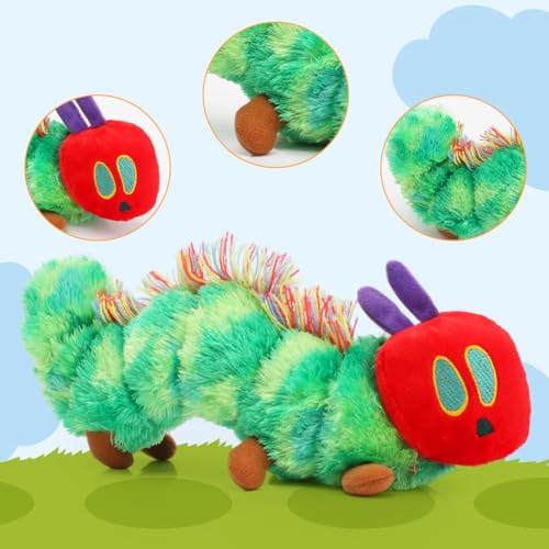 Umllpet Raupe Nimmersatt Kuscheltier, 25cm Kleine Raupe Weiche Plüschtier Baby Stofftier Spielzeug Geburtstag Geschenk für Kinder
