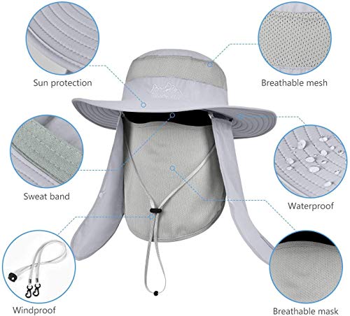 image for ZOORON Fishing Bucket Hat for Men,Waterproof Wide Brim Boonie Sun Hat 