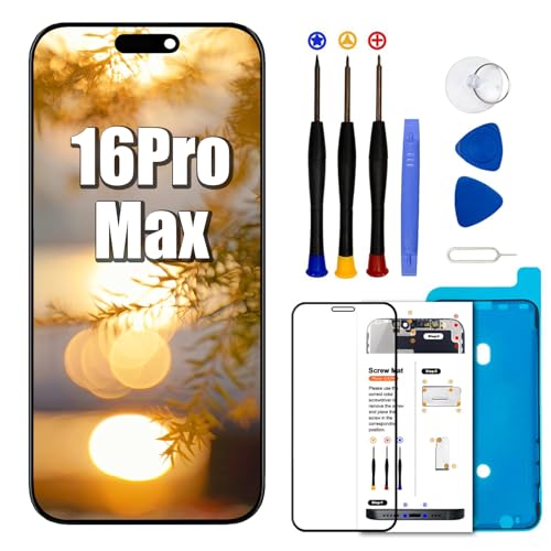 for iPhone 16 Pro Max Screen Replacement 6.7 inch LCD Display Touch Screen Digitizer Assembly with Repair Tools Set Compatible with Model A3296 A3084 A3295 A3297
