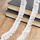 Bubaxuce 11 Yardas Encaje Blanco Borde Fruncido, Encaje Fruncido Plisado, Encajes Bordados, Ribete Satinado Plisado, Cinta De Tela Para Manualidades, Boda, DIY