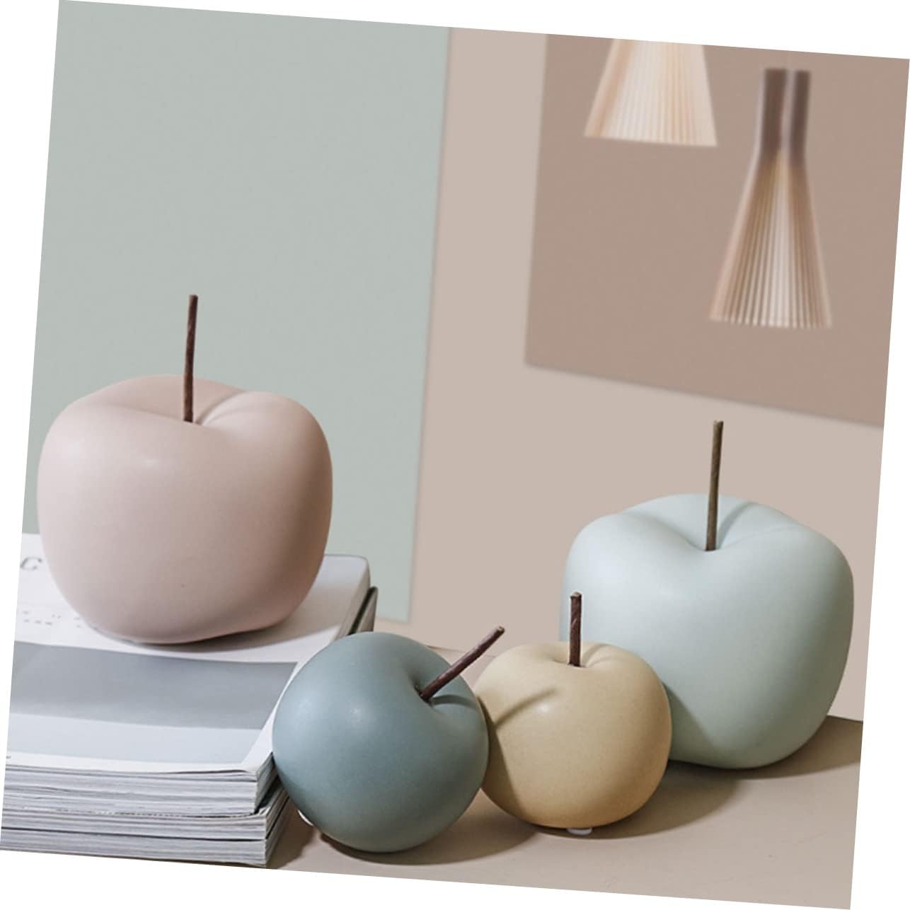 Ceramic Apple Ornament Xmas for Desktop Home Decor Pink