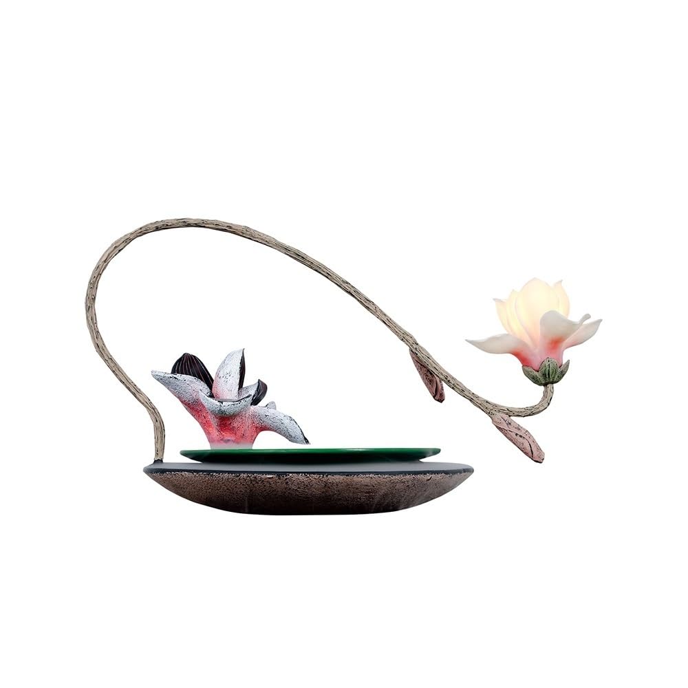 ZTHYSHOZ Tabletop Fountain Waterfall Chinese Recycled Water Fountain Pink Magnolia Zen Desktop Ornament Home Decoration