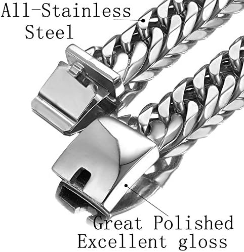 Jxlepe Miami Cuban Link Chain Bracelet 16mm Big Silver White Stainless Steel Curb Bangle for Men - Image 4