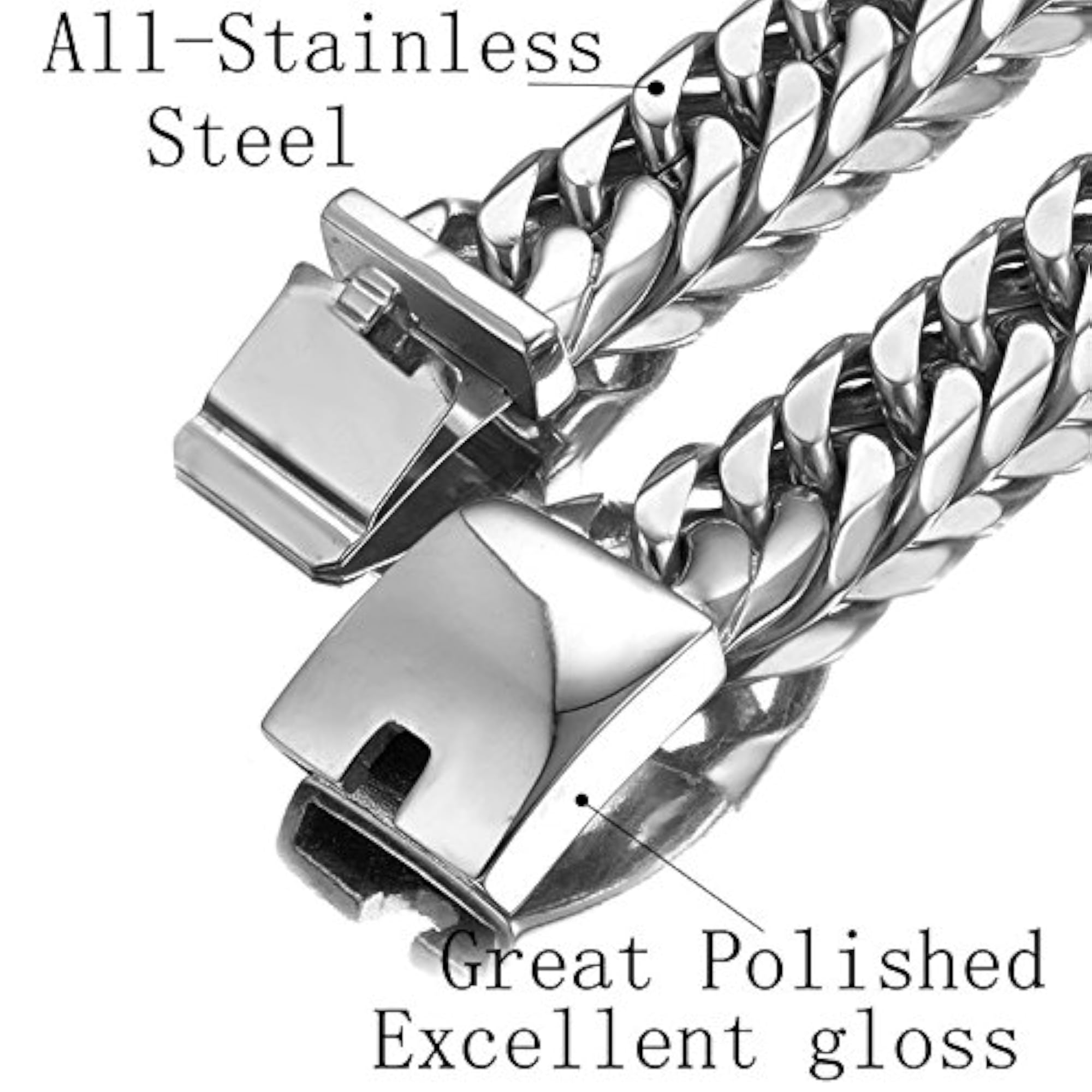 Men's 16mm Miami Cuban Link Chain Necklace, Silver Stainless Steel