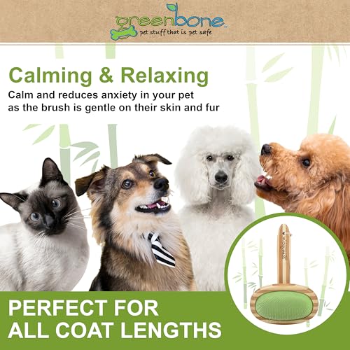 Image of Greenbone Pet Spa Slicker Brush - All-Natural Bamboo Pet Grooming Tool - Entirely Made from Sustainable Bamboo for Dogs & Cats.