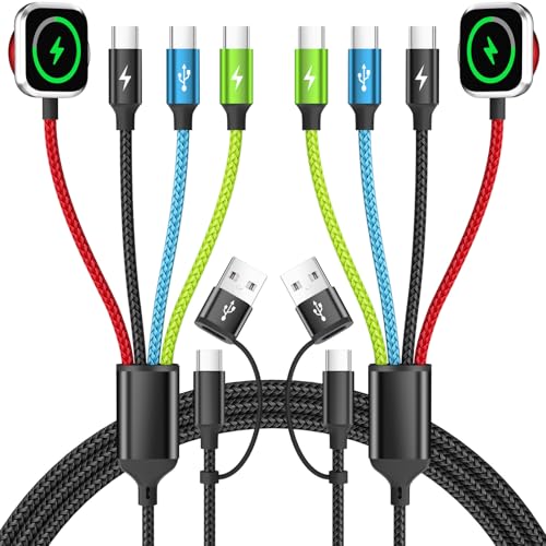 Image of Triple USB C Multi Charging Cable with iWatch Charger, 2 Pack 5FT