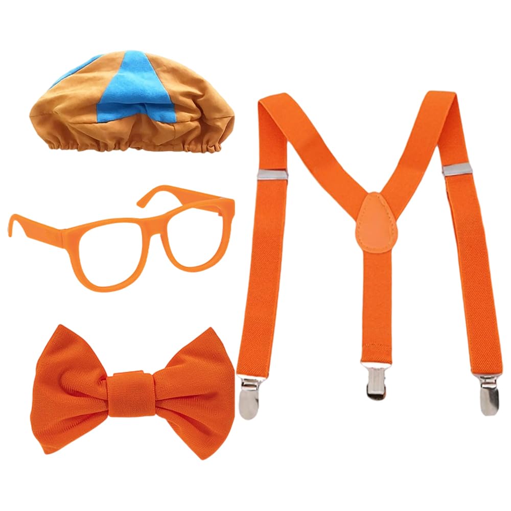 JOAASU 4 PCS Costume Roleplay Accessories, Kids Roleplay Costume Set, Kids Dress Up Accessories with Bow Tie, Suspenders
