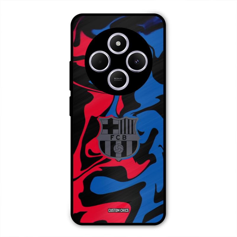 Image of PrintShield FC Barcelona Comic Back Cover for Poco C75, Shockproof Printed Phone Case with Soft TPU Sides & Anti-Slip Grip