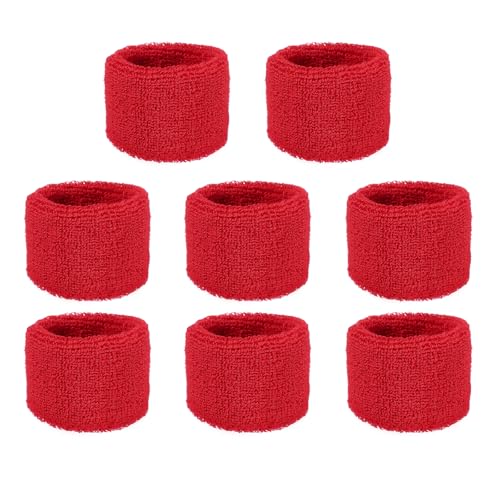 Image of YELARXI Wrist Bands for Sweat, Sports Wrist Sweat Bands, Sports Wristband Sweatbands Breathable Absorbent Tennis Wristbands 8 Pcs & Bright Red -Fitting for Basketball/Football/Gym