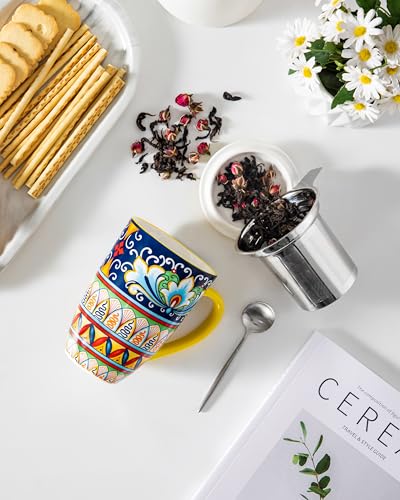 vancasso Teetasse mit Deckel und Sieb, 540ml Keramik Teetasse Groß, Schöne Tassen mit Siebeinsatz Für Losen Tee… – Ansicht 5