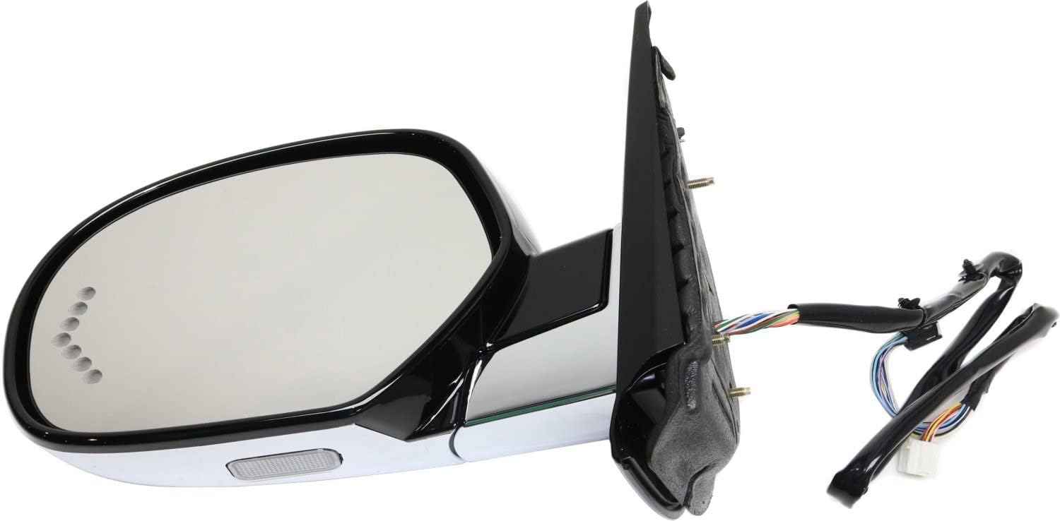 Garage-Pro Power Heated Side Mirrors for Cadillac Escalade ESV 2007-2014, Driver Passenger Side, Power Fold, Signal Light, Memory, Puddle Lamp, Chrome, Without Blind Spot Monitor