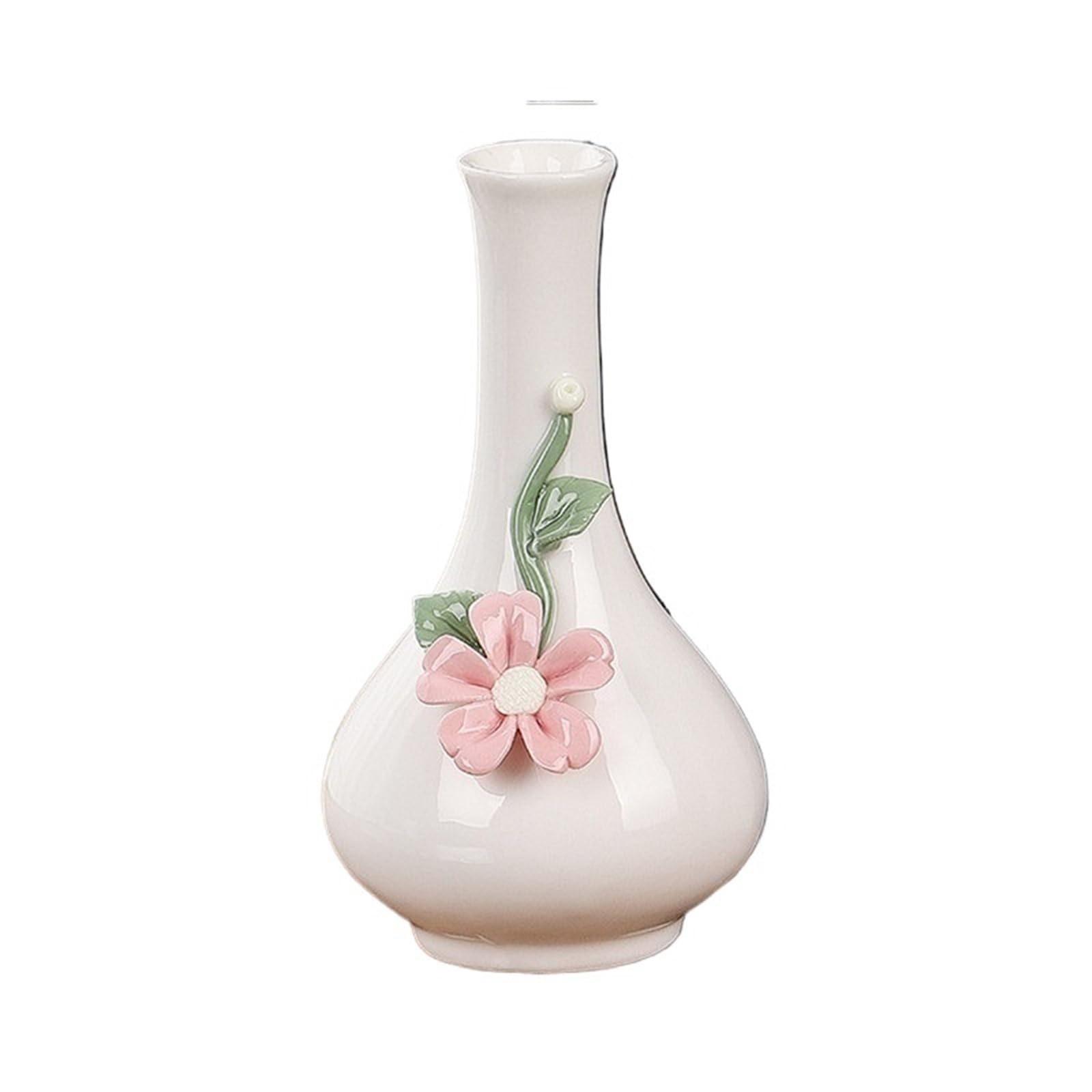Mini Vase Mini Vase Embossed Flower Porcelain Floral Arrangement Accessories Hydroponics Terrarium Home Decoration(12cm)